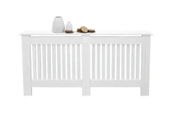 ECD Germany Heizkörperverkleidung Landhausstil 152x19x82cm Weiß aus MDF Lackiert