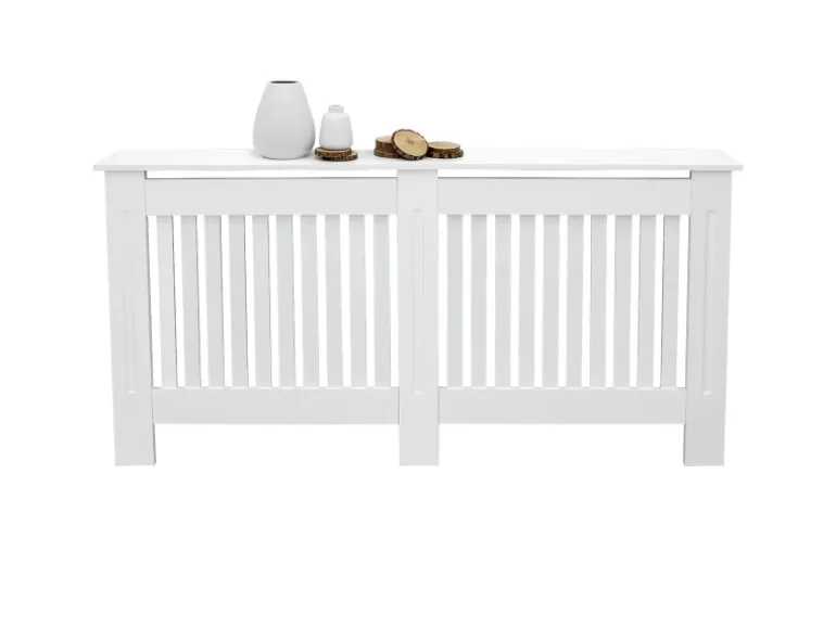 ECD Germany Heizkörperverkleidung Landhausstil 152x19x82cm Weiß aus MDF Lackiert
