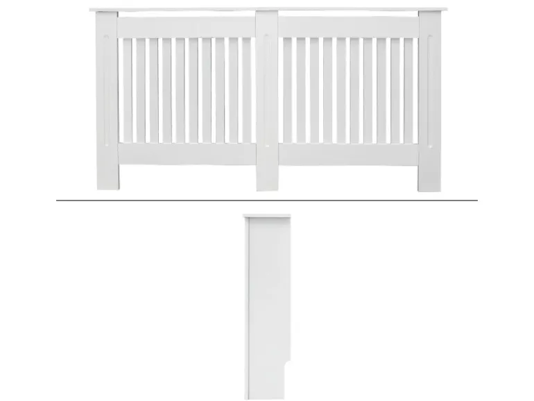 ECD Germany Heizkörperverkleidung Landhausstil 152x19x82cm Weiß aus MDF Lackiert
