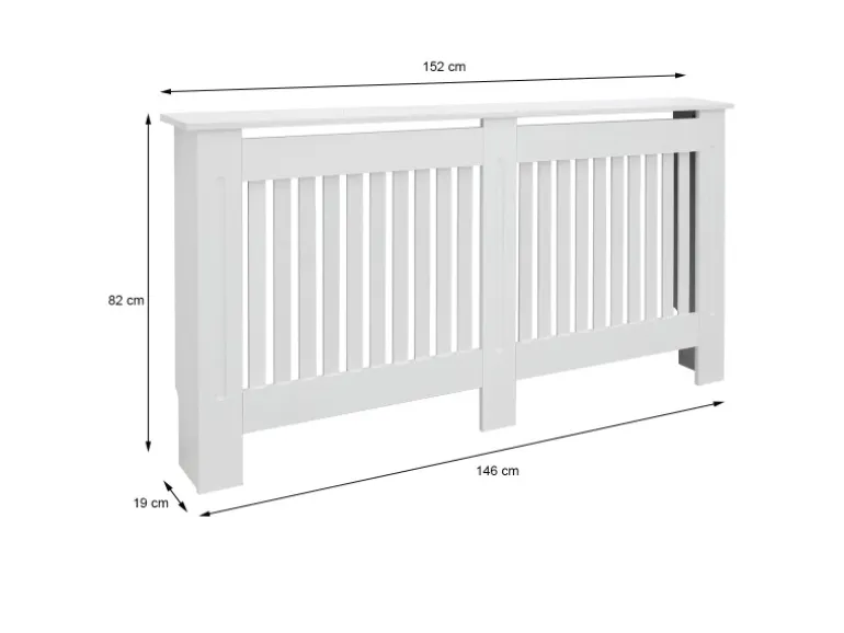 ECD Germany Heizkörperverkleidung Landhausstil 152x19x82cm Weiß aus MDF Lackiert