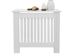 ECD Germany Heizkörperverkleidung Landhausstil 78x19x82 cm Weiß aus MDF Lackiert
