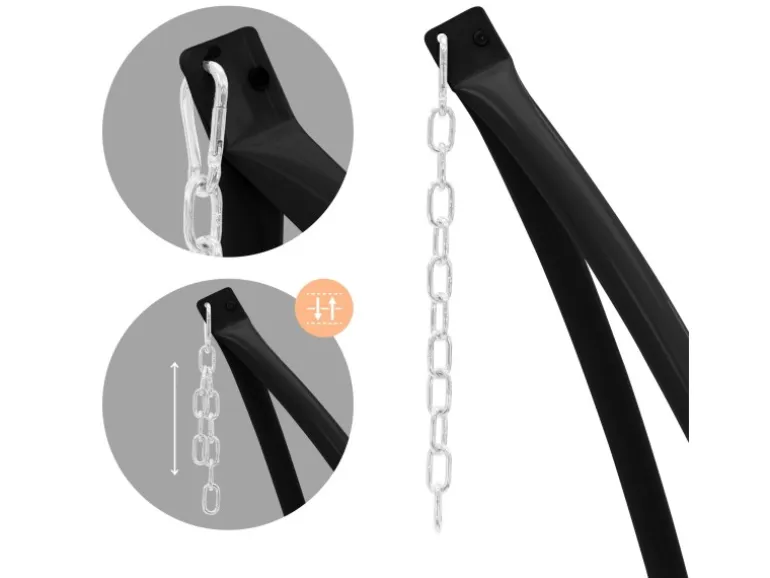 ECD Germany Hängesesselgestell Schwarz 208 cm Belastung bis 120kg Stahlrohr