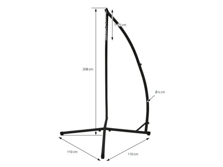 ECD Germany Hängesesselgestell Schwarz 208 cm Belastung bis 120kg Stahlrohr