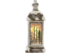 ECD Germany LED Weihnachtslaterne mit Warmweißes Licht 60cm Weiß Beige Grünes