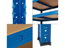 ECD Germany Werkstattregal 200x100x60 cm Blau aus Metall mit 5 Böden aus MDF
