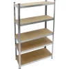 ECD Germany Werkstattregal 200x100x50 cm Verzinkt bis 750 kg 5 MDF-Platten