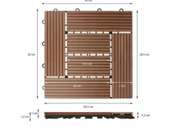 ECD Germany WPC Terrassenfliesen 30x30 cm 33er Spar Set Hellbraun Mosaik
