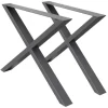 ECD Germany 2x Tischbeine X-Design X-Form 60 x 72 cm Anthrazit Industriedesign
