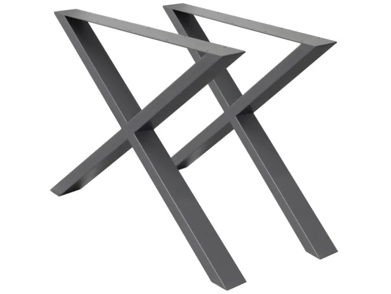 ECD Germany 2x Tischbeine X-Design X-Form 60 x 72 cm Anthrazit Industriedesign