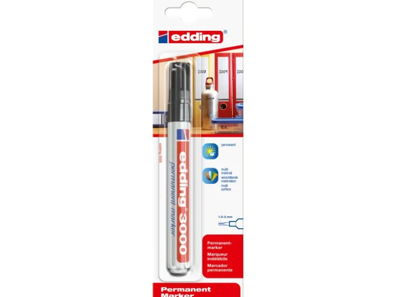 Edding 3000 Permanent Marker Schwarz 1,5 mm - 3 mm