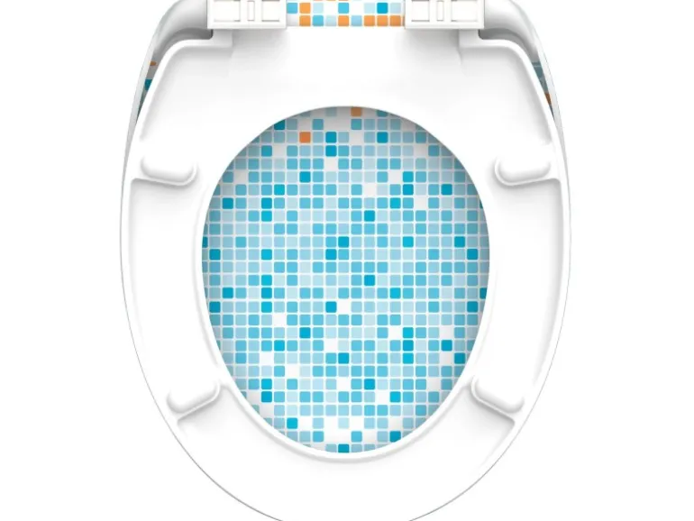 Eisl WC-Sitz Duroplast Mosaik Blau-Orange mit doppelter Absenkautomatik