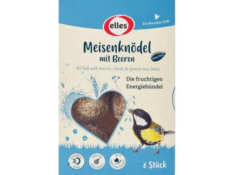 Elles Wildvogelfutter Meisenknödel mit Beeren ohne Netz 6 Stück