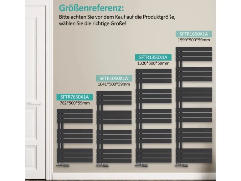 Emke Badheizkörper 130x50cm 695W Anthrazit Handtuchwärmer für Badezimmer Handtuchtrockner