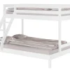 Erst-Holz Doppel-Etagenbett 90 x 200 cm und 140 x 200 cm Erwachsene Kiefer Weiß Modell 18 Rollrost inkl.