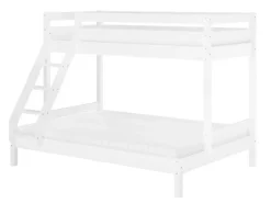 Erst-Holz Doppel-Etagenbett 90 x 200 cm und 140 x 200 cm Erwachsene Kiefer Weiß Modell 18 Rollrost inkl.