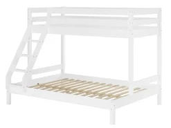 Erst-Holz Doppel-Etagenbett 90 x 200 cm und 140 x 200 cm Erwachsene Kiefer Weiß Modell 18 Rollrost inkl.