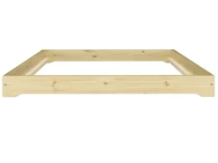 Erst-Holz Extra Flaches Einzelbett Futon Unbehandeltes Holz Loft 90 x 200 cm Fichte Rollrost inkl.