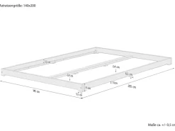 Erst-Holz Futonbett Massivholz Extra Niedrig Kiefer Massivholz 140 x 200 Modell 47 ohne Zubehör