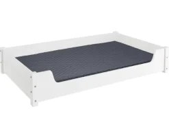 Erst-Holz Hundesofa XXL für Dogge Bernhardiner Tierbett 120 x 70 cm Kiefer Weiß mit Rollrost. Polster und Matratze
