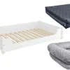Erst-Holz Hundesofa XXL für Dogge Bernhardiner Tierbett 120 x 70 cm Kiefer Weiß Rollrost und Matratze inkl.