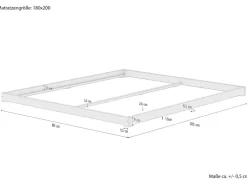 Erst-Holz Niedrigbett Futon Unbehandeltes Holz Loftbett 180 x 200 cm Fichte Tanne Modell 47 ohne Zubehör