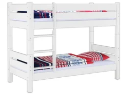 Erst-Holz Teilbares Etagenbett 100 x 200 Kiefer Weiß für Erwachsene Modell 16 ohne Zubehör