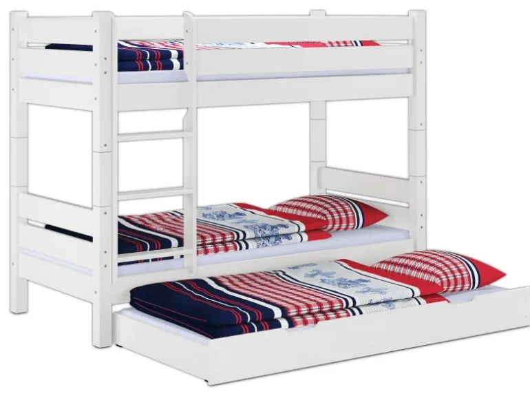 Erst-Holz Teilbares Etagenbett 100 x 200 Kiefer Weiß für Erwachsene Modell 16 ohne Zubehör