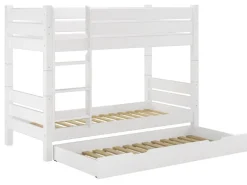 Erst-Holz Teilbares Etagenbett 100 x 200 Kiefer Weiß für Erwachsene Modell 16 ohne Zubehör