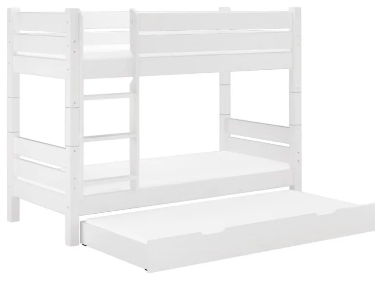 Erst-Holz Teilbares Etagenbett 100 x 200 Kiefer Weiß für Erwachsene Modell 16 ohne Zubehör