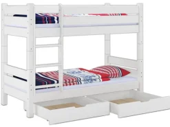 Erst-Holz Teilbares Etagenbett 100 x 200 Kiefer Weiß für Erwachsene Modell 16 ohne Zubehör