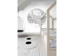 ESTAhome Selbstklebende Runde Tapete Wald Mit Waldtieren Grau Ø 140 cm 159083
