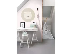 ESTAhome Selbstklebende Runde Tapete Tierköpfe Beige Ø 70 cm 158973