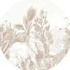 ESTAhome Selbstklebende Runde Tapete Dschungelmuster Beige Ø 70 cm 159077
