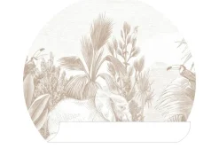 ESTAhome Selbstklebende Runde Tapete Dschungelmuster Beige Ø 70 cm 159077