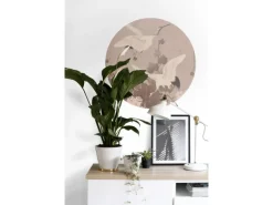 ESTAhome Selbstklebende Runde Tapete Kraniche Graurosa Ø 70 cm 158995