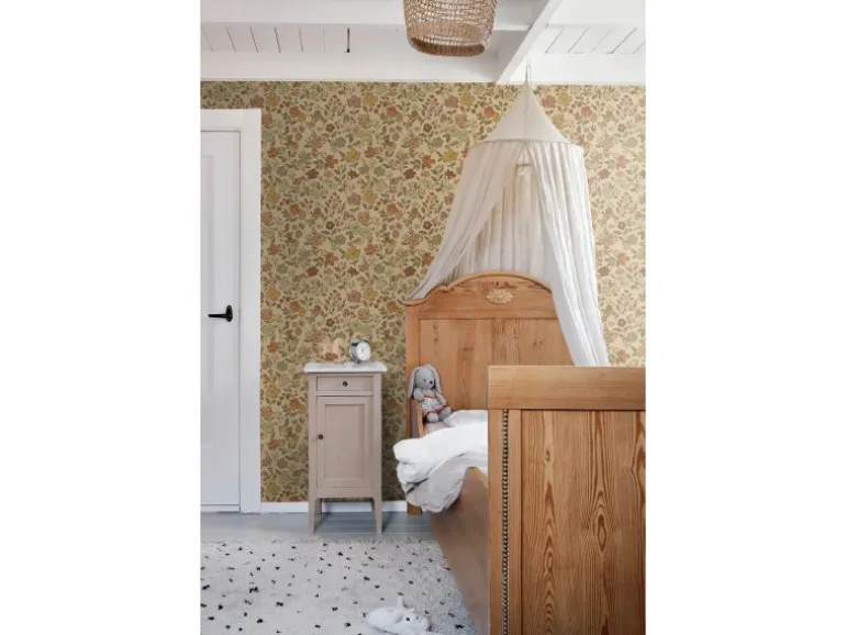 ESTAhome Tapete Blumen Ockergelb und Beigebraun 50 x 900 cm