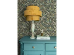 ESTAhome Tapete Blumenmuster im Jugendstil Graugrün Blau und Beige 50 x 900 cm