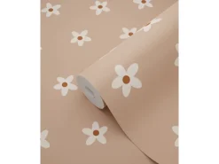 ESTAhome Tapete Gänseblümchen Terrakottarosa 53 cm x 10.05 m