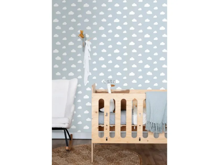 ESTAhome Tapete Kleine Wolken 7386 Himmelblau 0.53 x 10.05 m