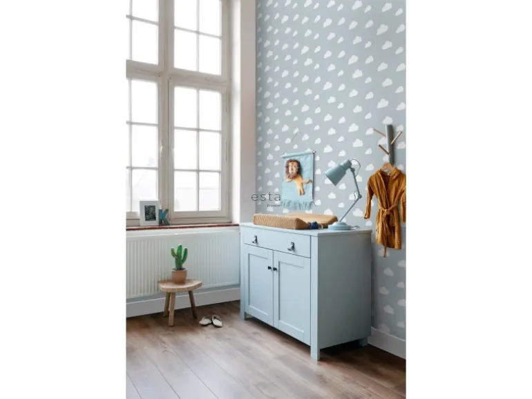 ESTAhome Tapete Kleine Wolken 7386 Himmelblau 0.53 x 10.05 m