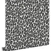 ESTAhome Tapete Panter Schwarz und Weiß 53 cm x 10,05 m 136810