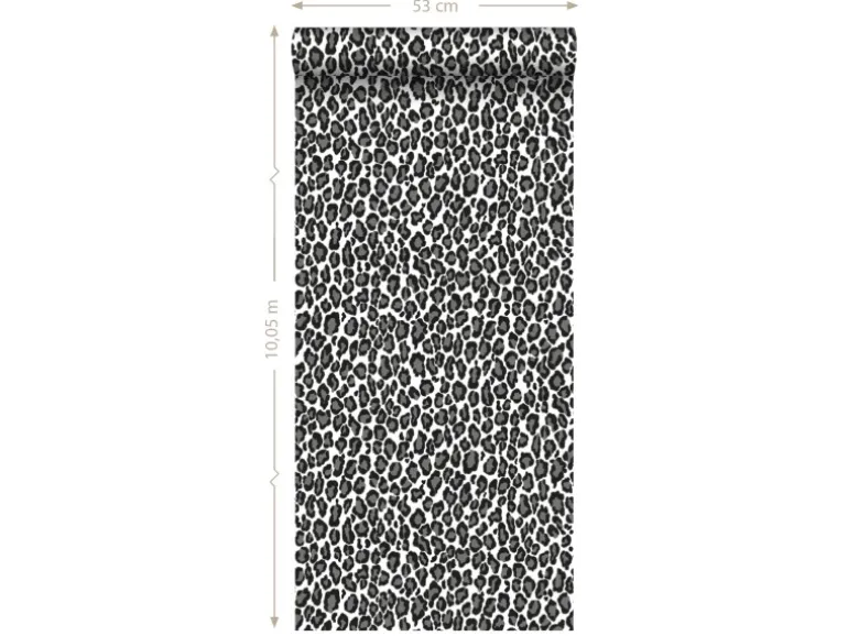 ESTAhome Tapete Panter Schwarz und Weiß 53 cm x 10,05 m 136810