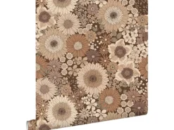 ESTAhome Tapete Retro Blumen Braun 50 x 900 cm