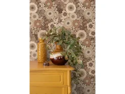 ESTAhome Tapete Retro Blumen Braun 50 x 900 cm