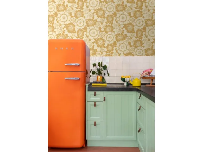 ESTAhome Tapete Retro Blumen Gelb 50 x 900 cm