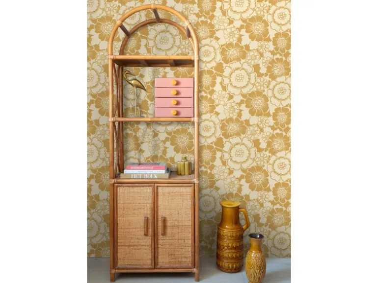 ESTAhome Tapete Retro Blumen Gelb 50 x 900 cm