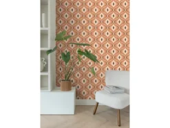 ESTAhome Tapete Retro-Ornamente Orange und Braun 50 x 900 cm 130986