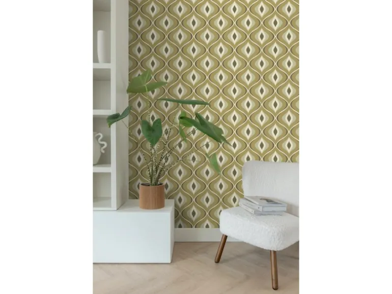 ESTAhome Tapete Retro-Ornamente Graugrün 50 x 900 cm 130987