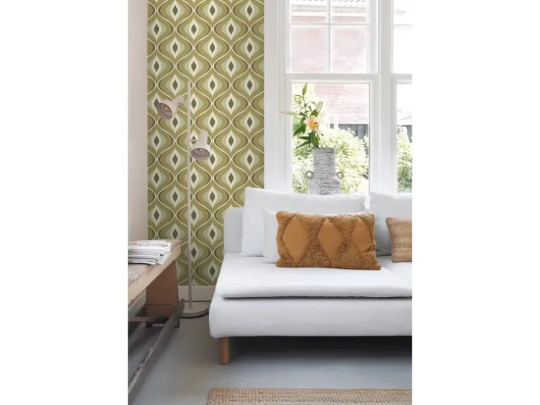 ESTAhome Tapete Retro-Ornamente Graugrün 50 x 900 cm 130987