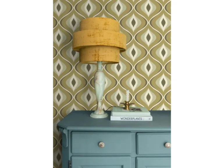 ESTAhome Tapete Retro-Ornamente Graugrün 50 x 900 cm 130987